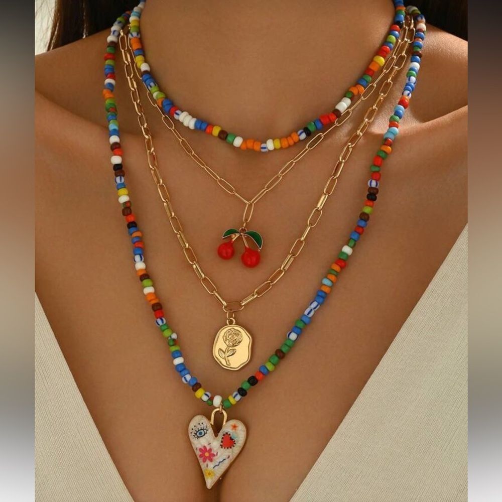 Colorful Beaded Necklace Set #2143